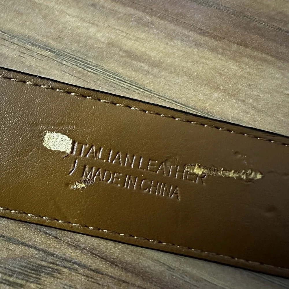 Polo Ralph Lauren Belt Mens 42 Black Italian Leather Nickel Buckle Logo Dress
